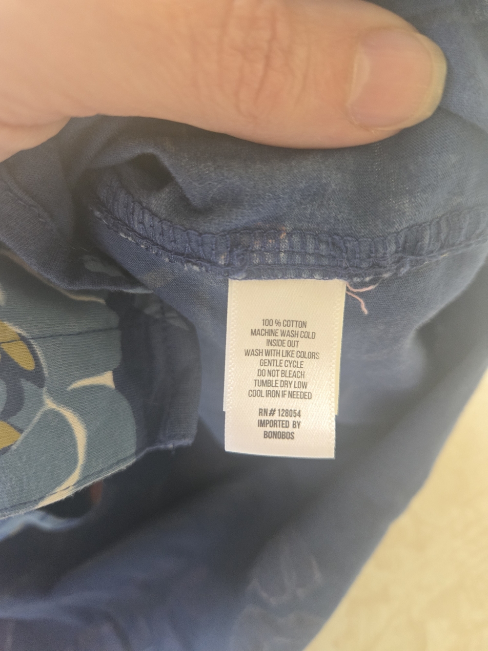 Bonobos Navy Short-Sleeve Floral Button-Down, Med, Casual, Preppy, Cotton, Golf - Picture 4 of 5